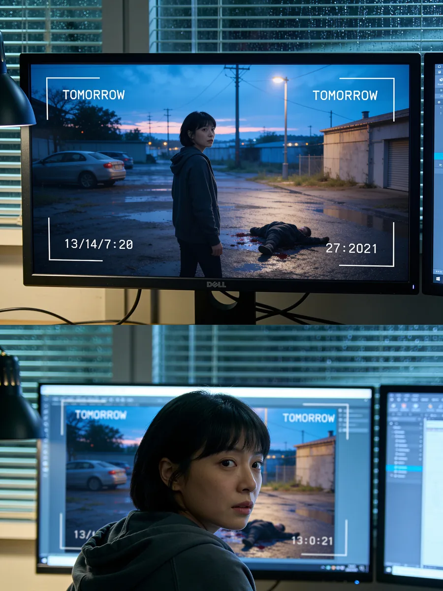 Editor discovering impossible footage in a mystery drama