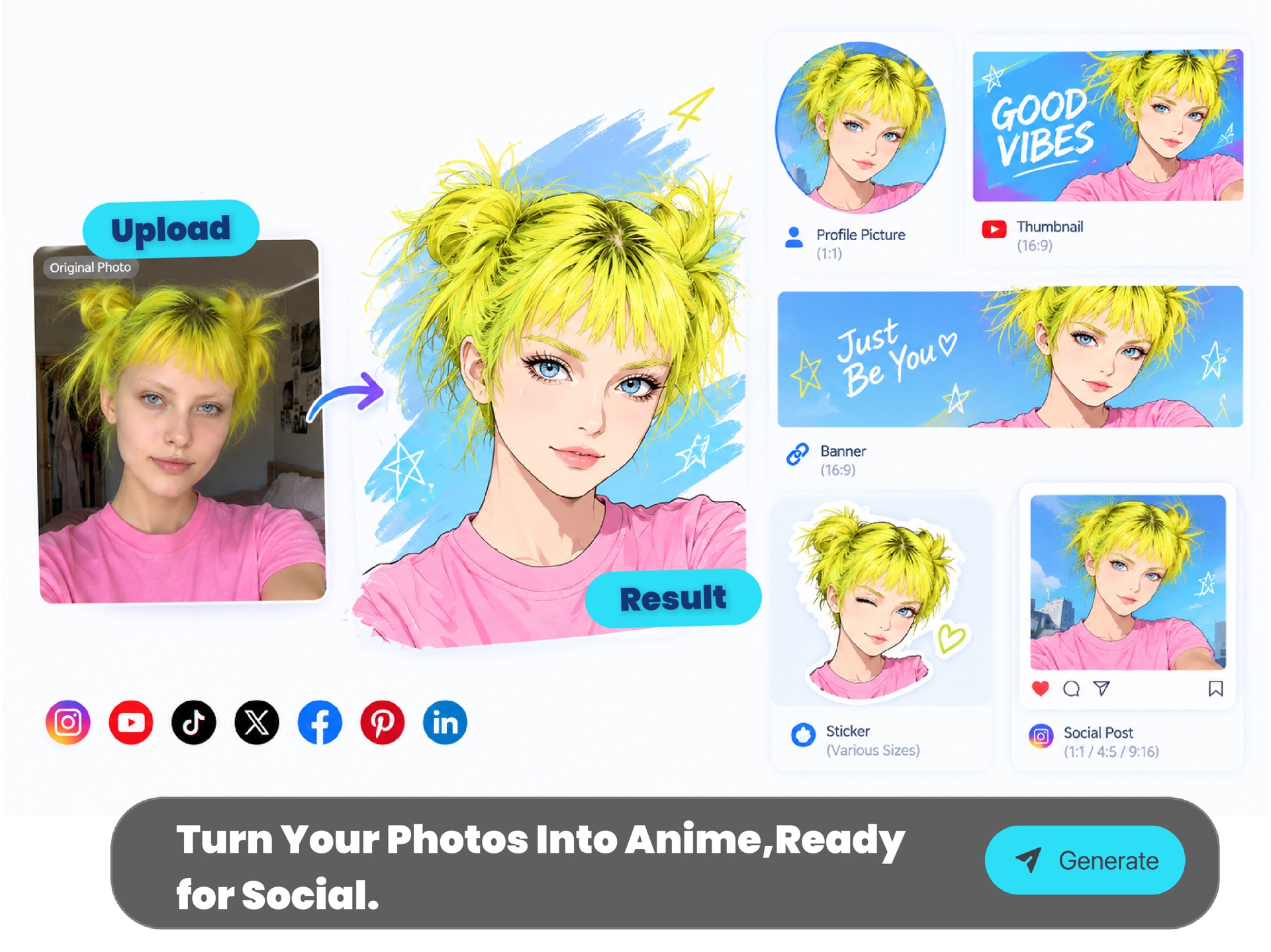 Social-Ready Anime Output